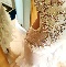 Biała bogato zdobiona sukienka z piórami